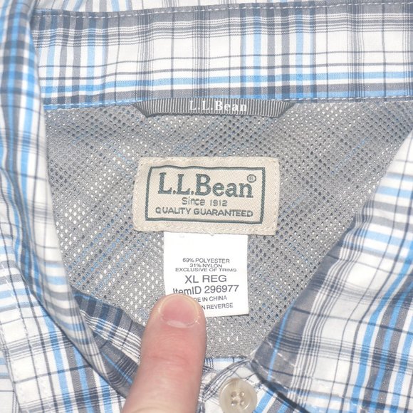 LL Bean Men's Plaid Long Sleeve Button-Up Shirt Size: XL - Blue/Gray/White - Picture 4 of 5